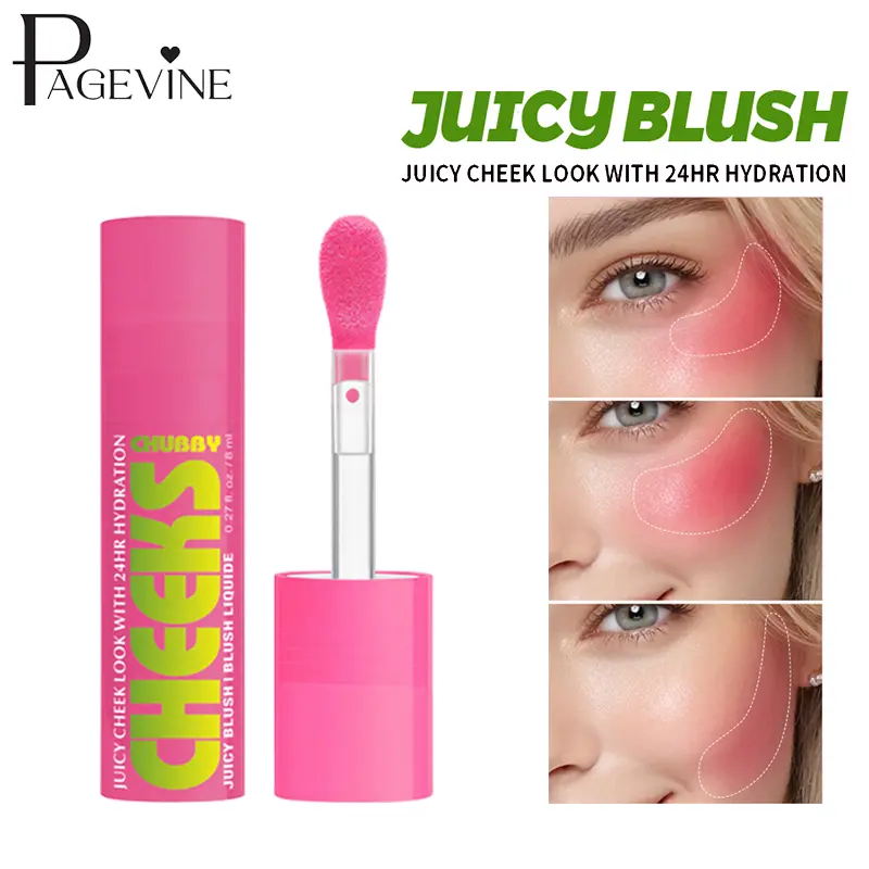 Juicy Liquid Blush for Cheeks, Lightweight Buildable Cream Blush with 24H Hydration Effect, Waterproof Long Wearing Formula, Multi Use for Cheek Eye and Lip Makeup, Natural Radiant Look for Daily Wear and Travel