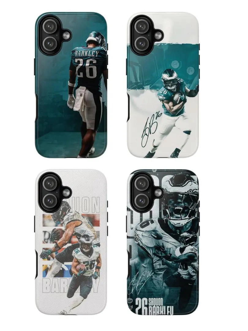 Saquon Barkley Phone Case, Football Running Back iPhone Case, Shockproof Sports Phone Cover, Premium Gloss Finish for iPhone 17 - SE- Samsung S21-25
