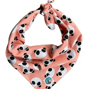 Panda Pink Bandana with Black Panda Design, Adjustable Tie, Soft Fabric, Ideal for Everyday Wear