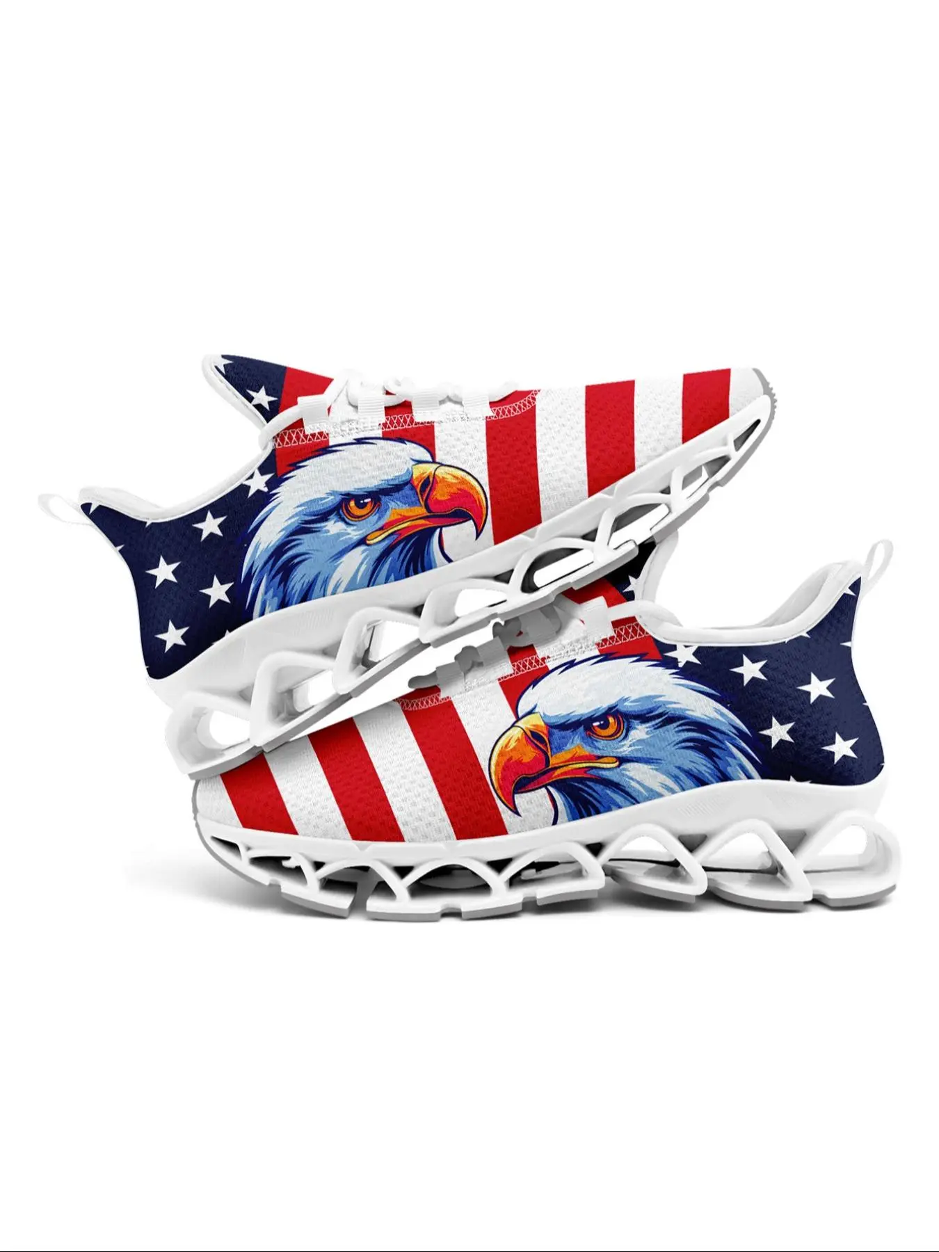 Men's Fashionable Eagle Print Lace Up Sporty Running Shoes, Athletic Running Shoes, Fitness Running Shoes, Casual Comfortable Breathable Sports Shoes, Male All-match Round Toe Sneakers for Daily Wear, Athletic Running Trainers, Trendy Running Shoes