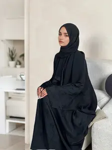 Women's  Floral  Jacquard Arabian  Dress, Modest Round Neck Long Sleeve Dress for Daily Wear, Ladies Islamic Clothing for All Seasons