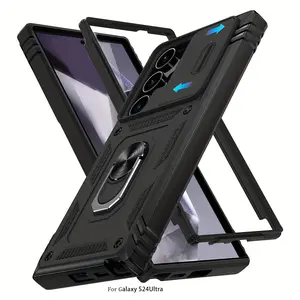 Window-Style Phone Case Compatible with Samsung Galaxy S26 Ultra S25 S24 S23 S22 S21 Ultra Plus FE Edge A17 A37 A57 A27 A56 A55 A54 A36 A35 A26, Heavy-Duty Drop Protection with a Stand, Designed with a Sliding Camera Cover, Casing