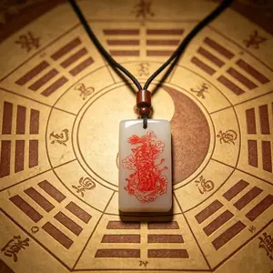 Cinnabar Patterned Energy Jade Amulet | Boost Positive Vibration & Guard Against Negativity