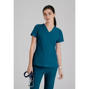Barco One Women's Pulse 5-Pocket Anti-Static V-Neck Scrub Top X Small Bahama.