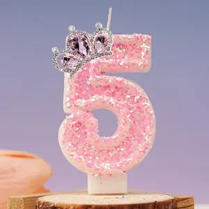 Crown Number Design Candle, 1 Count Creative Candle, Birthday Cake Decoration, Party Supplies, Vanity Decor Accessories, Ornaments, Cake Decorating Supplies