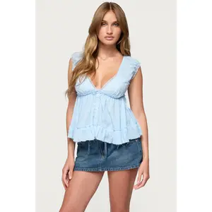 Gizelle Cotton V Neck Babydoll Top