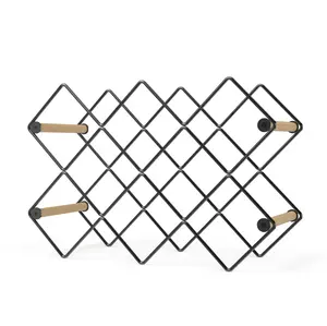 Mango Steam Modern Geometric Countertop 10-Bottle Wine Rack - Wooden and Steel Finish