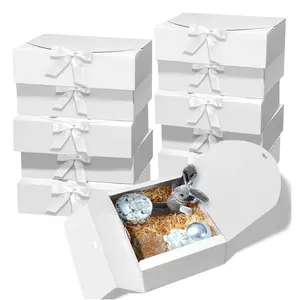 10pcs White Gift Boxes, Foldable Flip-Top Paper Gift Boxes, Various Sizes Gift Boxes, Packaging Boxes, Gift Bags, Party Favor Boxes, Creative Gift Packaging, Perfect For Gift Packaging On Birthdays, Father'S Day, Mother'S Day, Weddings