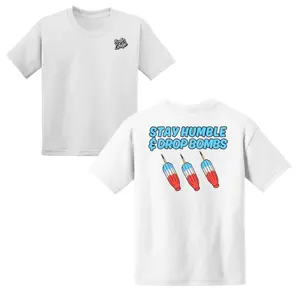 Youth & Adult Stay Humble Drop Bombs Baseball Graphic T-Shirt, Funny Sports Quote Tee Game Day Fan Outfit Home Run Hitter Gift Trendy Baseball Lover Shirt, Softball Stuff, Baseball Shirts for Boys, Kids Clothes, Perfect Gift