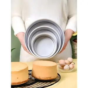 3-piece aluminum round springform cake pan set, 4/6/8 inch nonstick baking pans, durable, oven safe, suitable for making sponge cakes, cheesecakes and home baking.