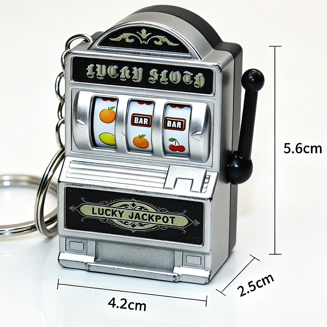 Mini Retro Fruit Jackpot Slot Machine Keychain, Portable Fidget Decompression Toy, Bag Charm Pendant for Party Gifts