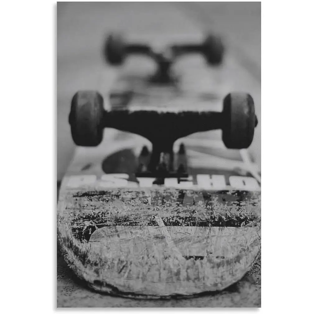 No Framed, Retro Black And White Skateboard Posters