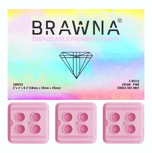 Brawna - Disposable PMU Ink Tray with 4 Wells - Pink