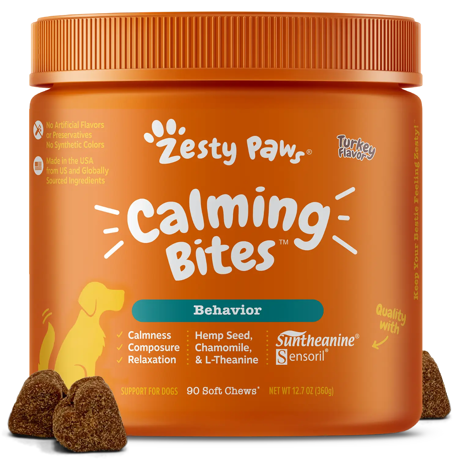 Zesty Paws Calming Bites for Dogs, Dog Composure & Calming Chews, Relief Soft Chew Pet Treats for Everyday Stress Support