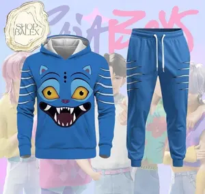 Hoodie and pants set, teenage and adult hunter role-playing set, Blue Tiger paired with family clothing, anime and women's clothing