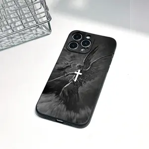 Case for iPhone 17 16 Pro Max 15 Plus 14 13 12 11  Air XS XR E Christian Aesthetics Cross Judgement Angel Cross Pattern Pocket-Friendly Shockproof Silicone Protective Cellphone Softcase Gift For Girls and Women