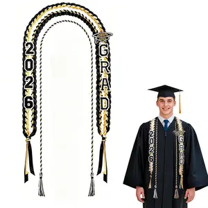 2026 Graduation Lei Set,Dual Strand Braided Graduation Ribbon Wreath with Honor Sash, Unisex, Perfect for Graduates,Graduation Wreath Set