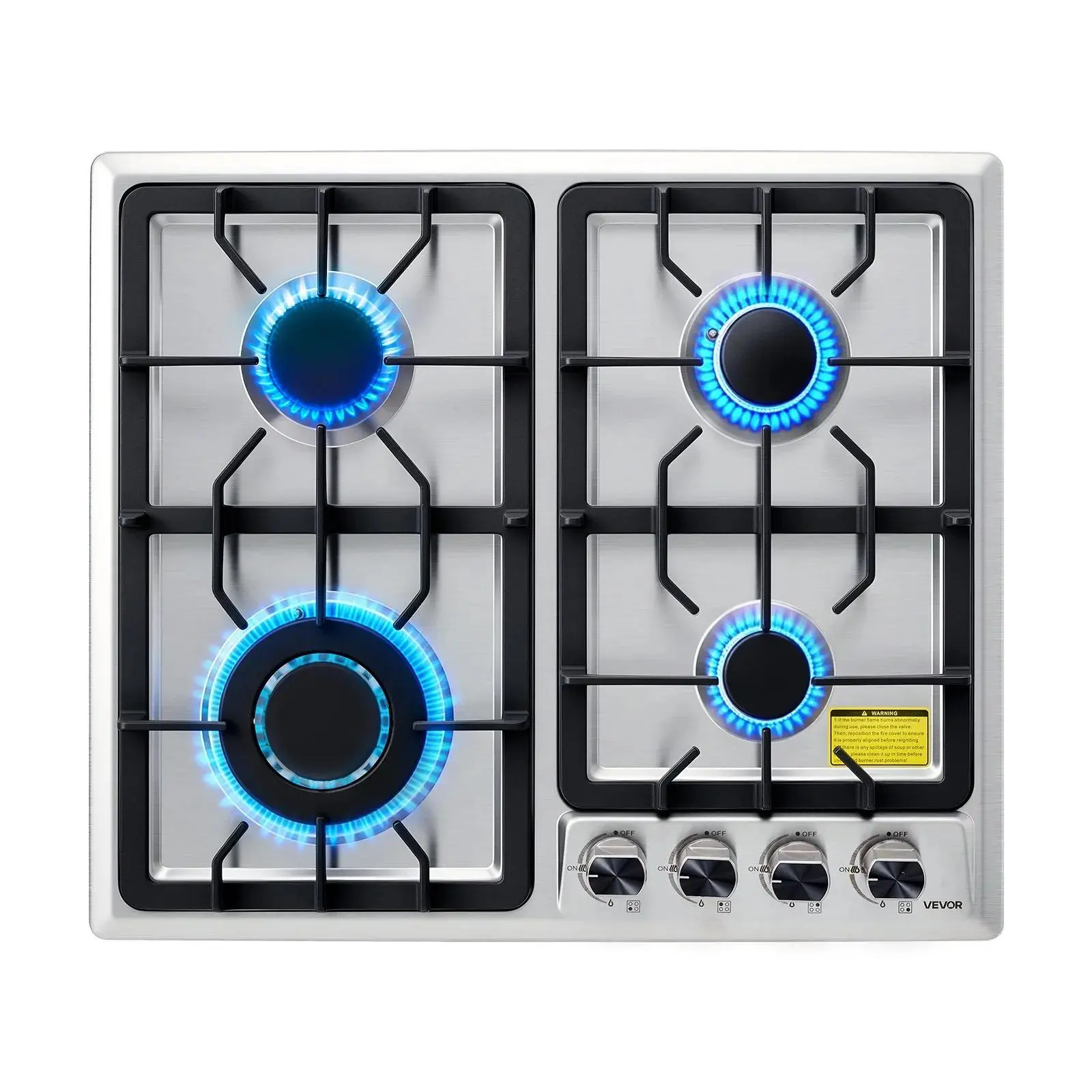 【summerfinds】VEVOR 24 inch Gas Cooktop 4 Burners Gas Stove Top, Summervibes,Summervibes, Max 27000 BTU Built-in Stainless Steel Stove Top LPG/NG Convertible Dual Fuel Cooktop Stoves with Thermocouple Protection for Kitchen Apartment Rvs