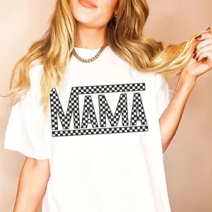 Retro Checkered Mama Graphic Tee,  Mama Checkered Shirt,  Mama Shirt, Motherhood Shirt, New Mom