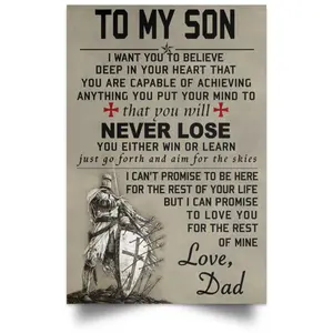 Warrior Poster To My Son Motivation Quotes Poster Wall Art Vingate From Dad