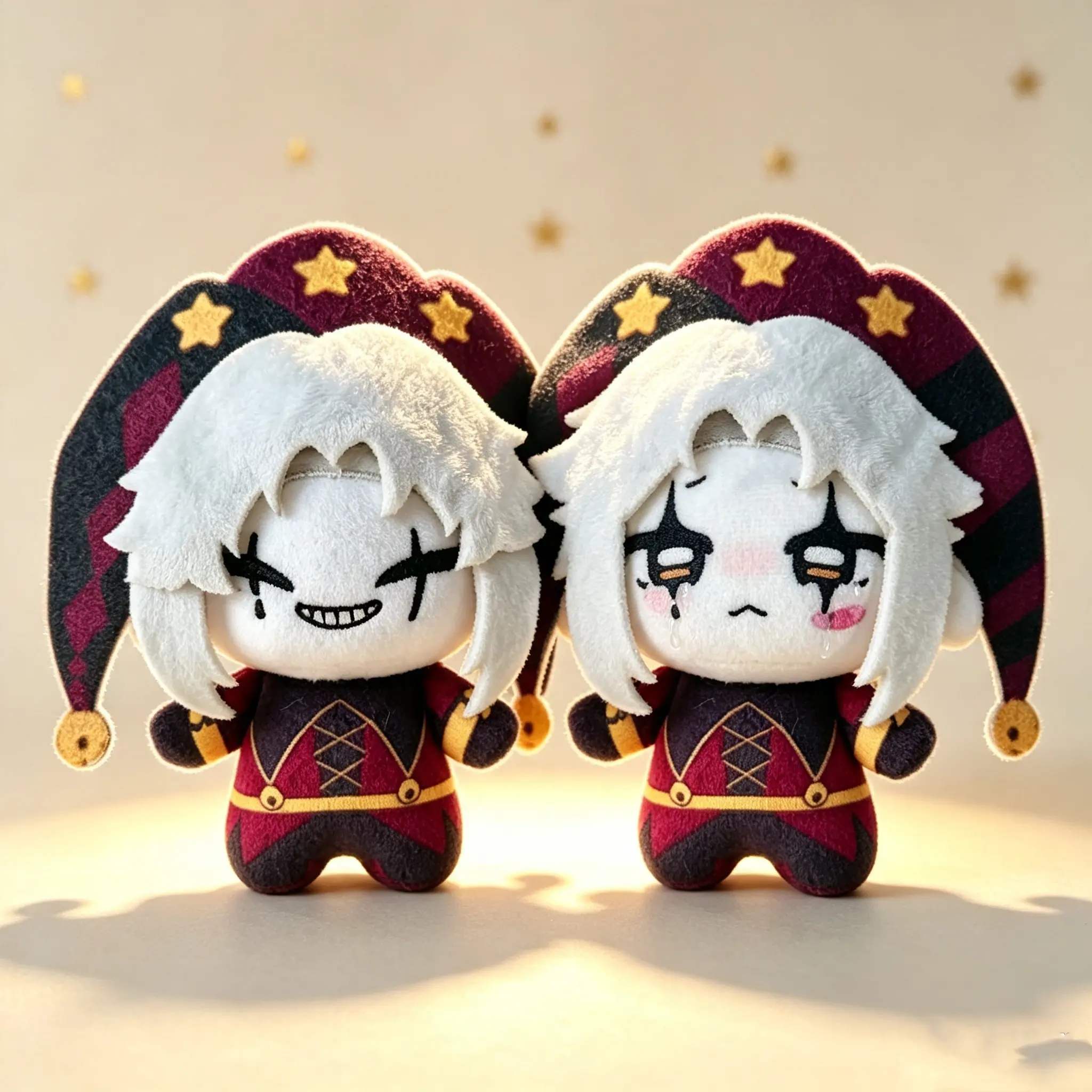 Lovely Circus Clown Plush Doll Set, Two Different Expressions Soft Stuffed Figure, Perfect for Collection, Desktop Decor, Halloween & Christmas Decoration, School & Back‑to‑School Surprise Gift