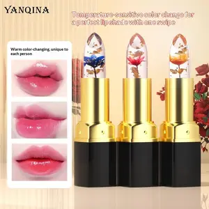 YANQINA Fresh Flower Lipstick Non-Fading Jelly Color-Changing Gold Foil Lip Balm Moisturizing Temperature-Changing Nourishing Wholesale Makeup