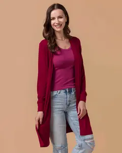 Everyday Essential Cardigan with Pockets - Burgundy