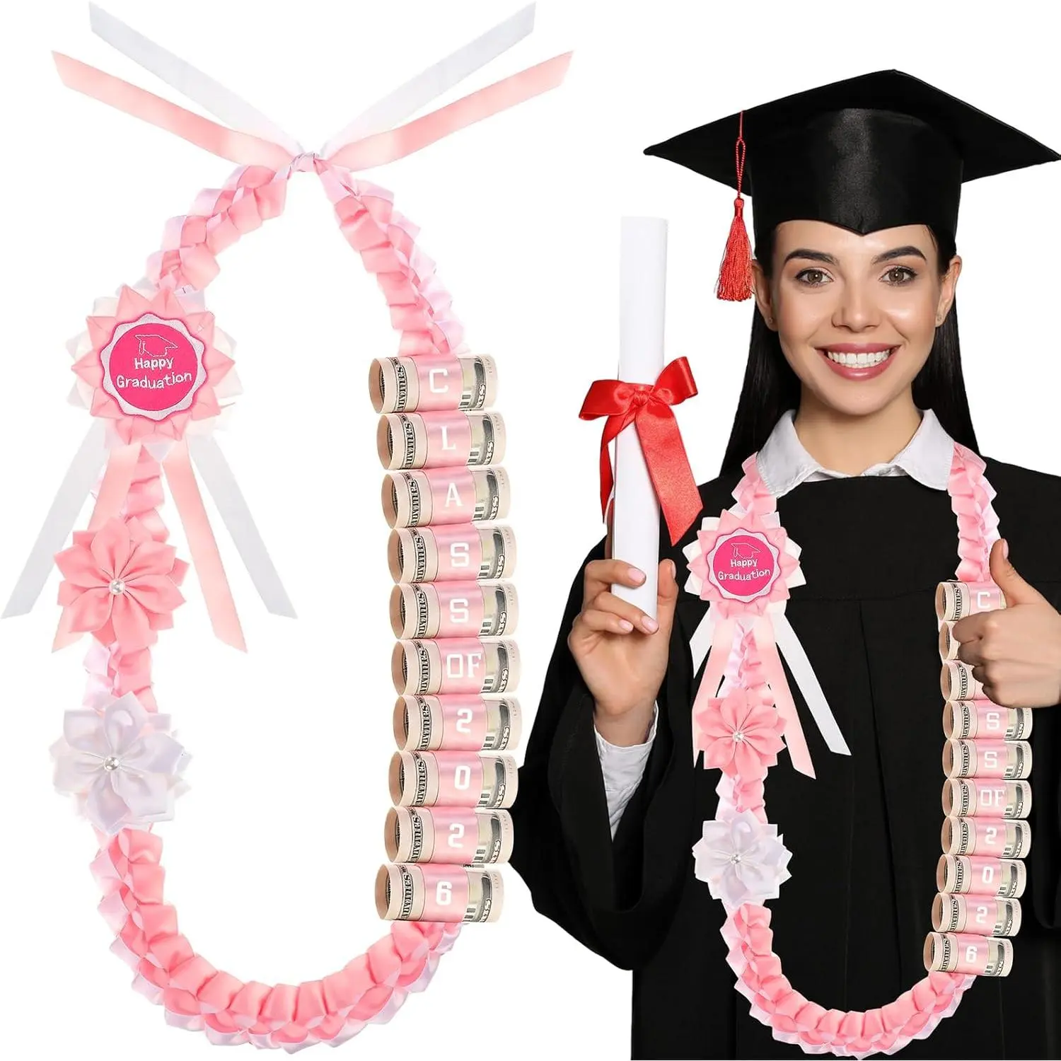 2026 Graduation Lei with Holder 48 Inch Extra Long Braided Ribbon Lei ...