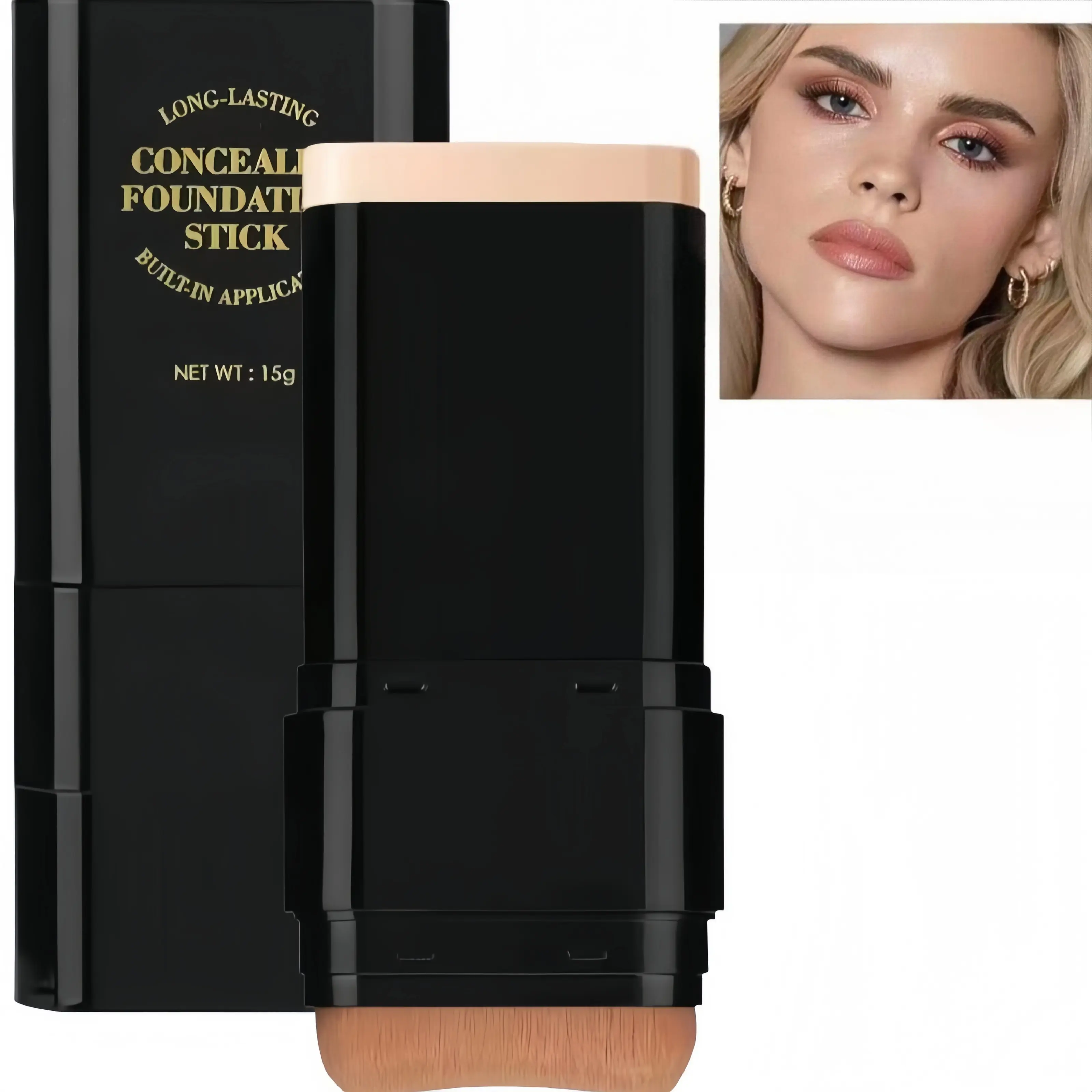 Dual-Ended Eraser Foundation Stick - Lightweight Concealer, Perfecting Complexion Stick, Highlighter for Acne Marks & Nose Contour, Long-Lasting Flawless Finish Beauty Product for All Skin Types, Daily Gift