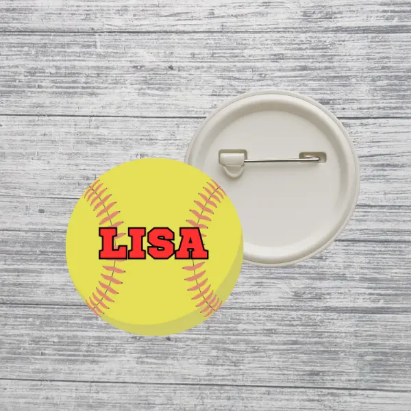 Softball Pin Button Custom Personalized