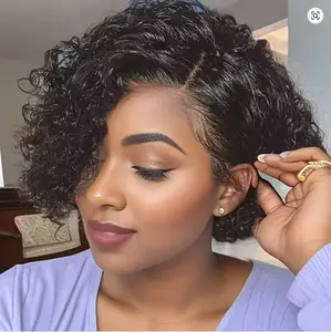 LOOKEYEME Short Pixie Cut Wigs 13x4 Lace Front Human Hair Wigs Fashion Style Natural Curly Wave Pixie Cut Human Hair Wigs Lace Frontal Wig