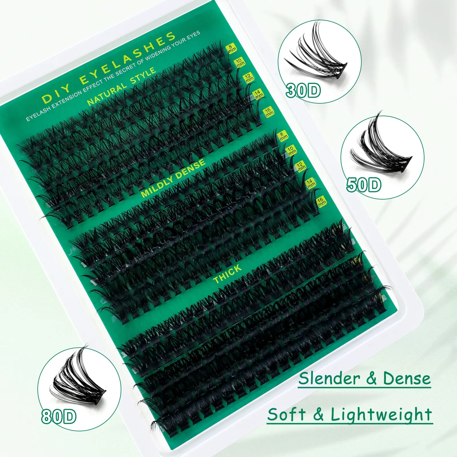 640pcs D Curl Eyelash Extensions, 30D+40D+50D Styles, 8-16mm Mixed Lengths, Home Use, Beginner Friendly, Non-Toxic, DIY Volume Eyelashes