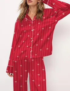 Christmas Pajama Set Satin For Women,  Christmas Gift, Birthday Gift, Gift For Women, Best Friend Gift, Anniversary Gift, Gift For Girlfriend, Gift For Sister, Gift For Mom, Holiday Gift, Party Pajama, New Year Eve Gift