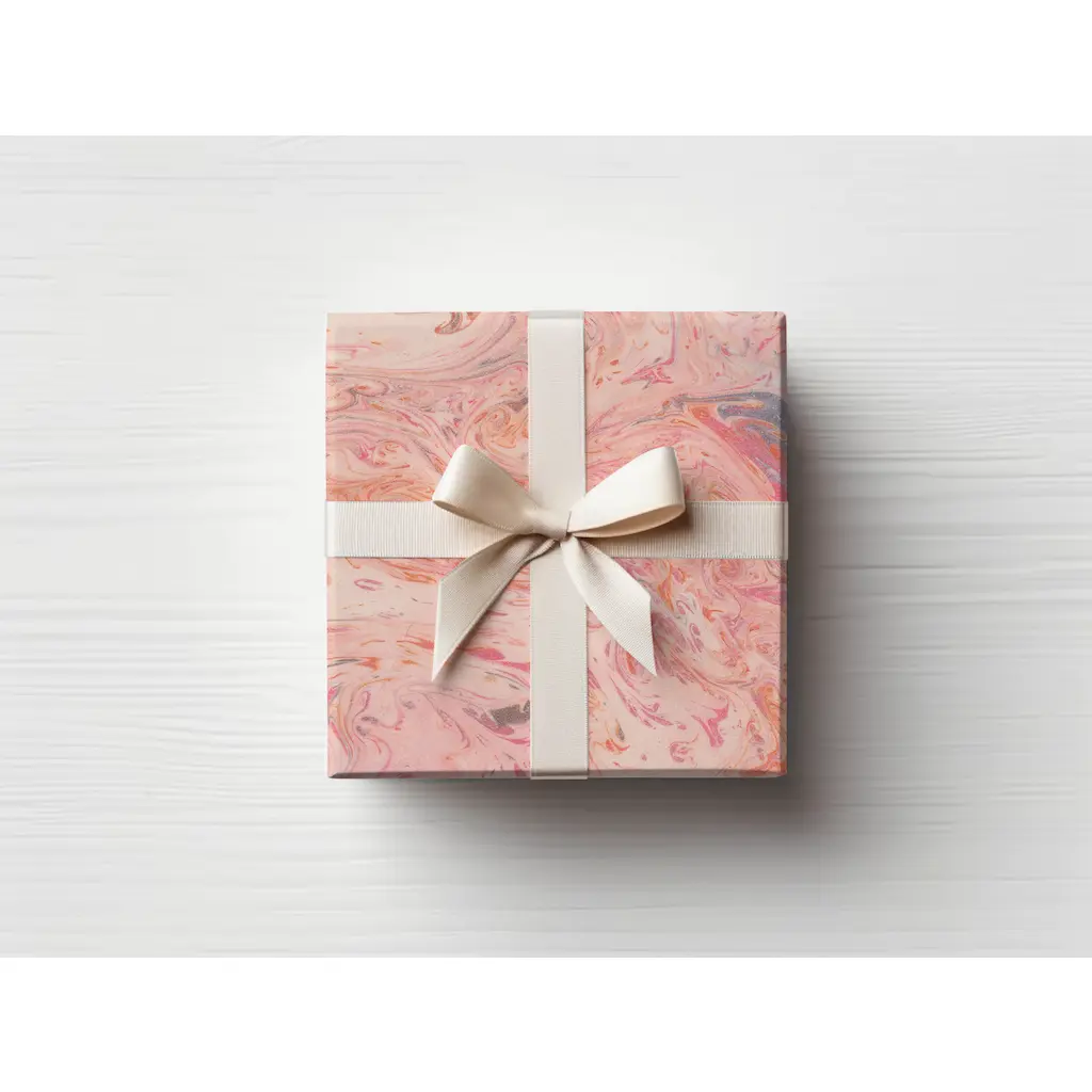 Pink Marbled Wrapping Paper  | Pink Giftwrap Roll  | Girly Gift Wrapping