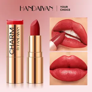Long-Lasting Waterproof Matte Lipstick, Shiny Metal Case, High Impact Moisturizing Cream Texture, Hydrating Lip Color for All-Day Wear