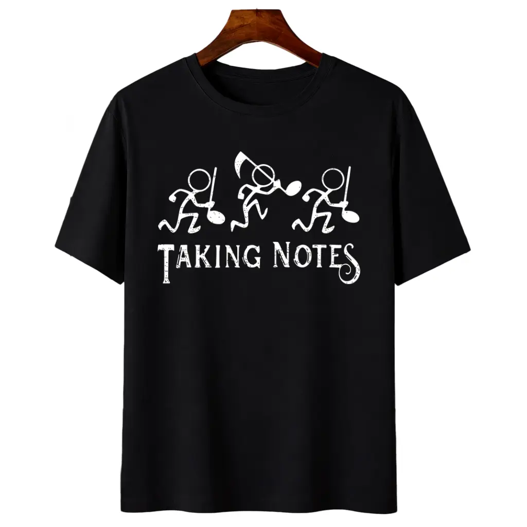 Men's Vintage Music Note & Treble Clef T-Shirt - Retro Musical Staff Tee with 8th 16th 32nd Notes, Comfortable Casual Fit for Musicians, Teachers, Music Lovers Gift Suitable for Concerts, Practice, Casual Attire