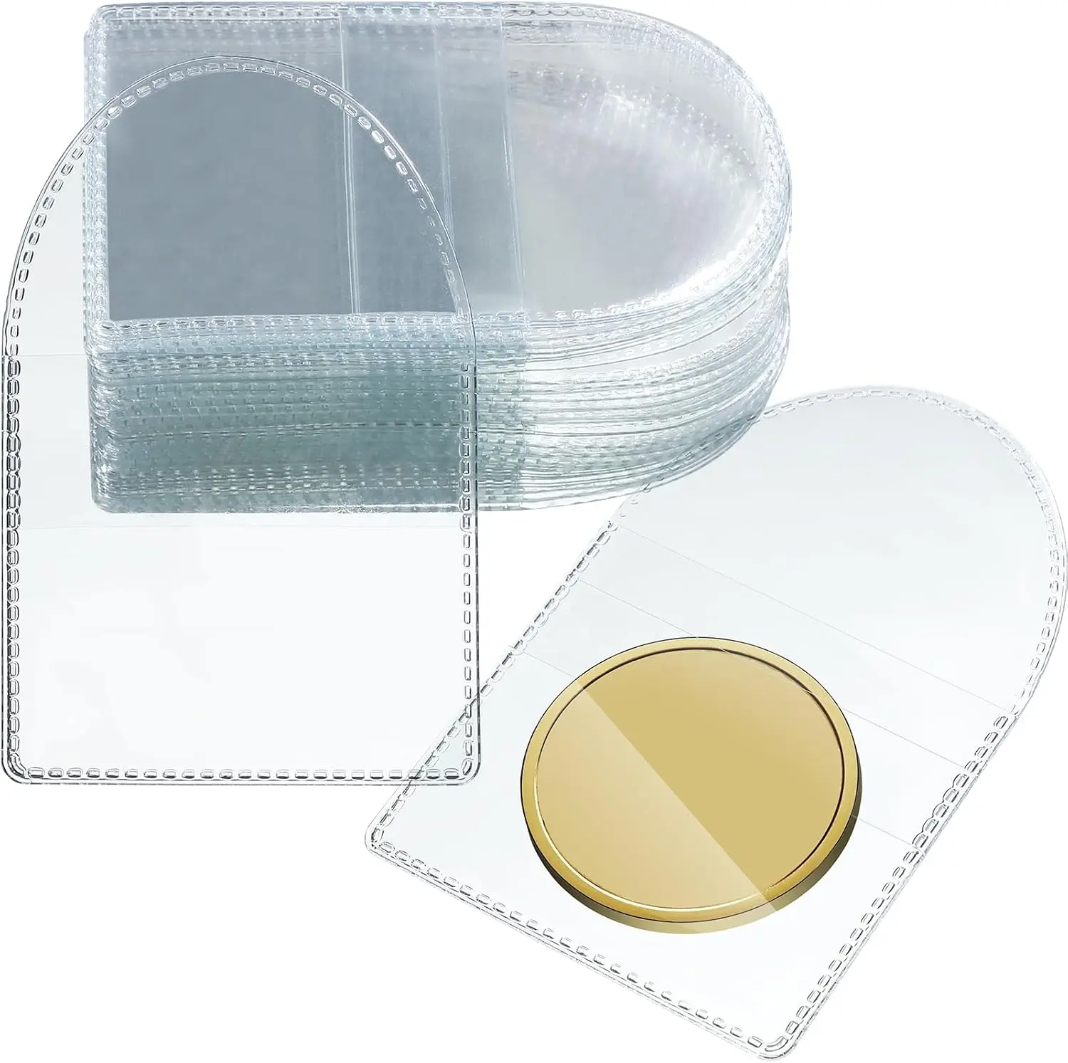 50 Pcs 2 x 2 Inches Single Pocket Coin Sleeves Collector Individual Clear Plastic Sleeves Holder Small Plastic Coin Holder Pouch Single Protector for Jewelry Storage(Round)