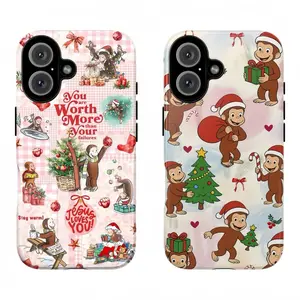 Christmas Cute Curious George Monkey Phone Case_ Bible Verse Phone Case _Compatible for iPhone 17 16 15 14 13 12 11 Pro Max Plus