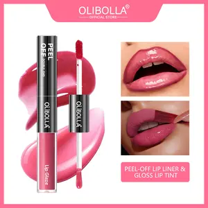 GET THE JUICY GLASS LIPS![OLIBOLLA Official] 2-in-1 Peel Off Lip Liner Stain & Plumping Oil Duo: Viral Peel & Reveal Lip Tattoo, Transfer-Proof & Hydrating Matte Long-Lasting Waterproof Lipstick