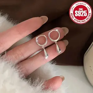 Elegant Vintage-Inspired 925 Sterling Silver Teardrop Dangle Earrings for Everyday Wear