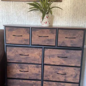 9 Drawers Dresser for Bedroom, Storage Drawers, Fabric Storage Tower  Chest of Drawers with Fabric Bins, Sturdy Metal Frame