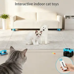 PAWHM Hands-Free Automatic Cat Teaser – AsFrost Interactive Cat Toys for Indoor Cats, Feather Teaser for Bored Kittens, Remote/Auto Cat Treadmill, DIY String & Moving Mouse Hunting Toys