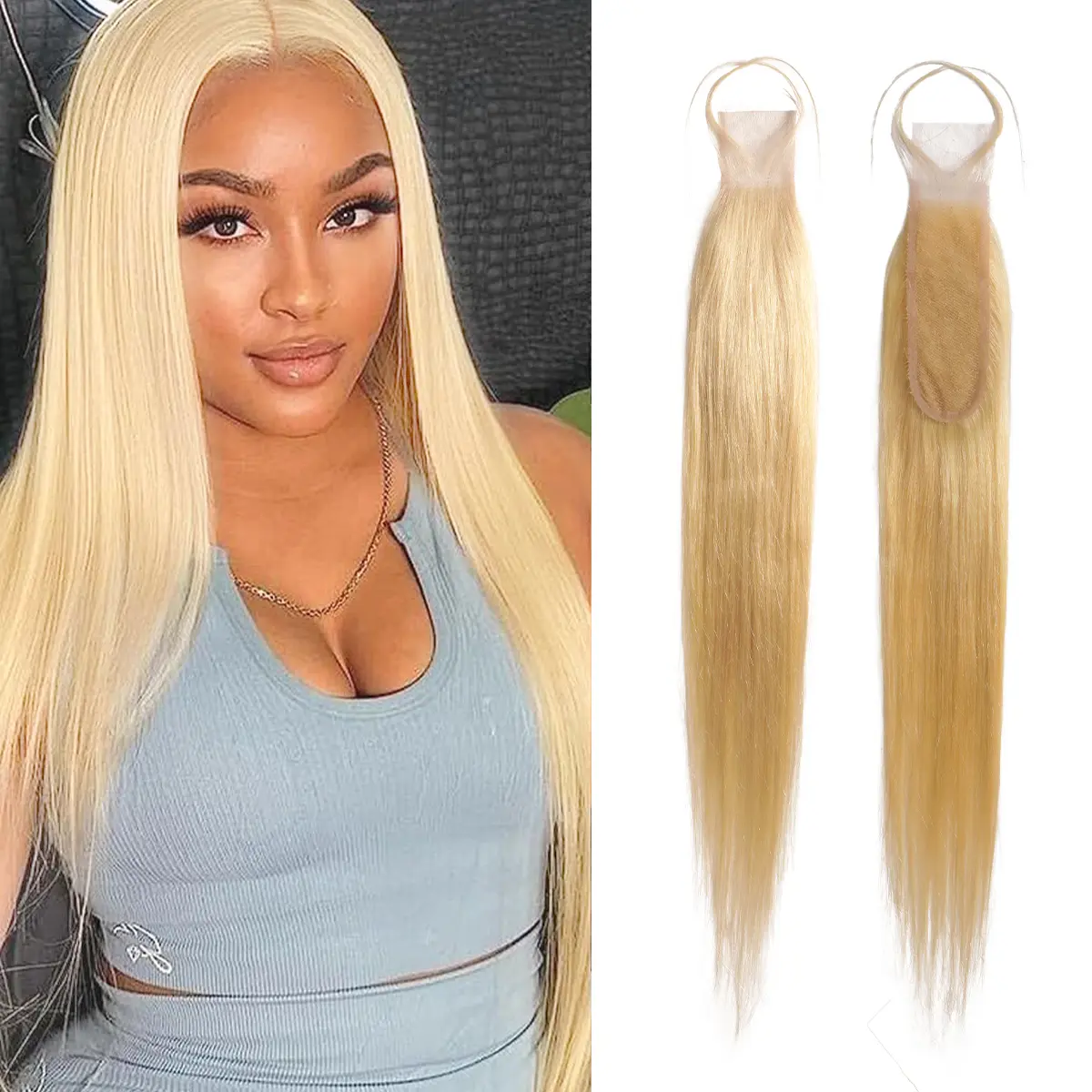 Starlet Human Hair Closure, 2x6 Straight 100% Unprocessed Virgin Hair Piece for Weaves, Available in 10-18 Inches, Human Hair Closures, Straight Hair Weave