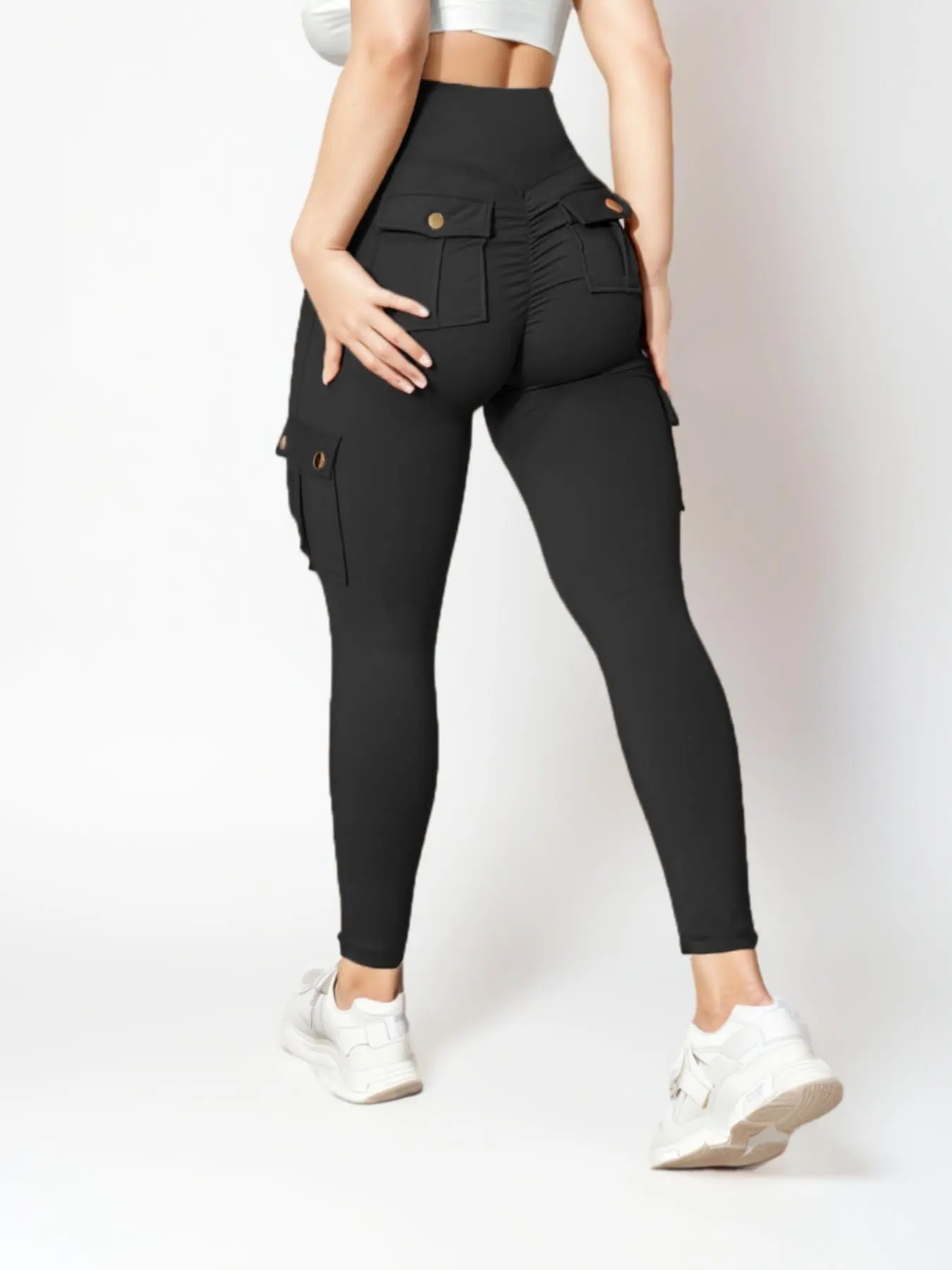 Women's Solid High Waist Pocket Sports Outdoor Pants, Casual Comfy Breathable Skinny Pants for Yoga Gym Workout, Ladies Sportswear for All Seasons, High Waisted Legging, Solid Sports Leggings, Yoga Bottoms, High Waist Activewear