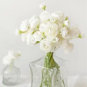Artificial Flowers Green Faux Silk Mini Ranunculus Bulk Fake Wedding Filler Flowers for DIY Bouquets, Centerpieces, Bridal Shower Decorations & Arrangements