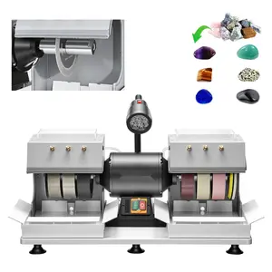 Cabbing Machine 6" 2/5 HP 1800 RPM Efficient Lapidary Rock Grinder Polisher With Diamond And Resin Wheels LED Lamp Water System Gemstone Grinding Stone Polishing Equipment For Hobbyists
