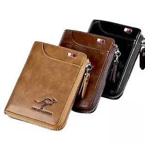 Human RFID Blocking Leather Wallet Credit Card ID Holder Zipper Purse Waterproof