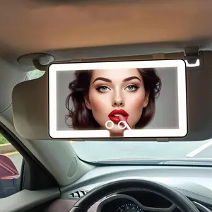 Car Sun Visor Makeup Mirror,  3 LED Lights USB Rechargeable 1500mAh Battery Touch-Sensitive Control Dimmable Bicolor Lighting for Enhanced Makeup Routine