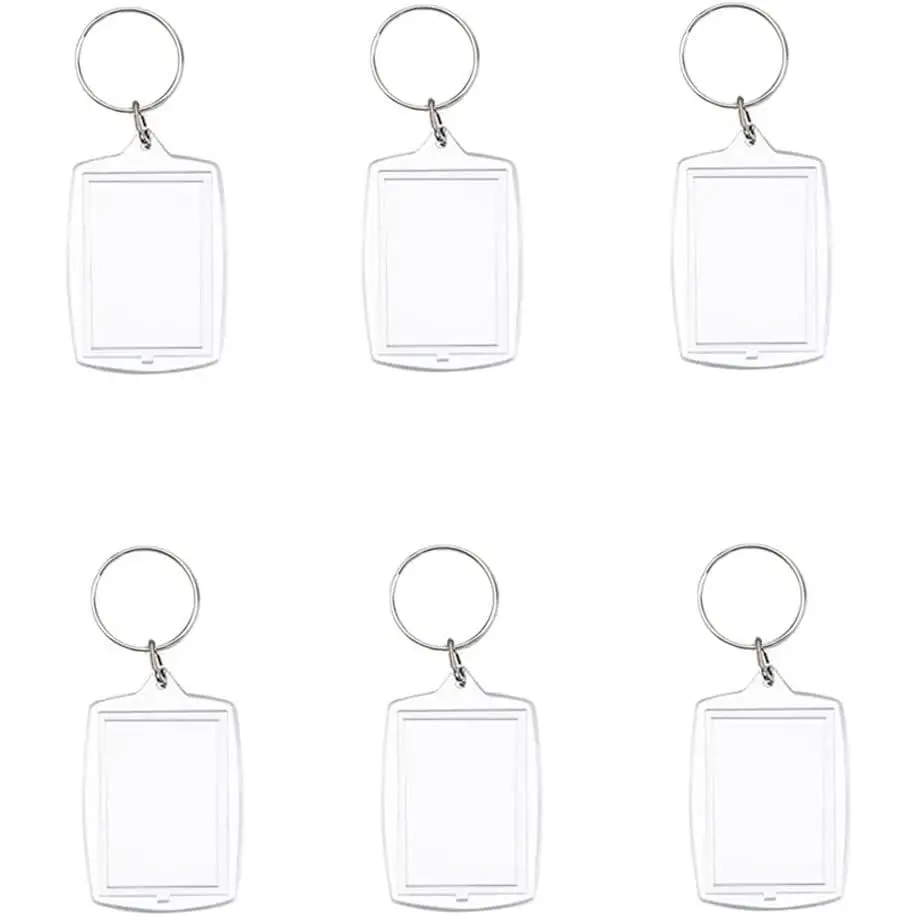 6pcs Lightweight Durable Acrylic Double-Sided Blank Insert Keychains - Personalized Photocard Holder Key Fobs with Split Ring, 1.7x1.1in Photo Slot for Corporate Promotional Gifts, Party Souvenirs, Basic, Split Rings, Party Gifts, School Souvenirs, Rectan