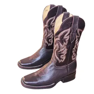 Men's Rodeo Chocolate Leather Boots - Comfortable Walking Shoes with Stylish Design and Comfortable Fit - Footwear